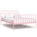 Bed Frame with Slatted Base Black White Grey & Pink Metal 90x200 cm to 200x200 cm - pink / 160 x 200 cm