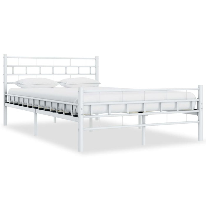 Bed Frame Metal 120x200 cm to 200x200cm in Black & White - white / 120 x 200 cm