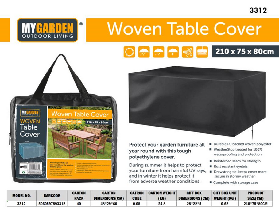 Bistro Waterproof Heavy Duty Outdoor Large Garden Table Cover 270 x 180 x 89cm -