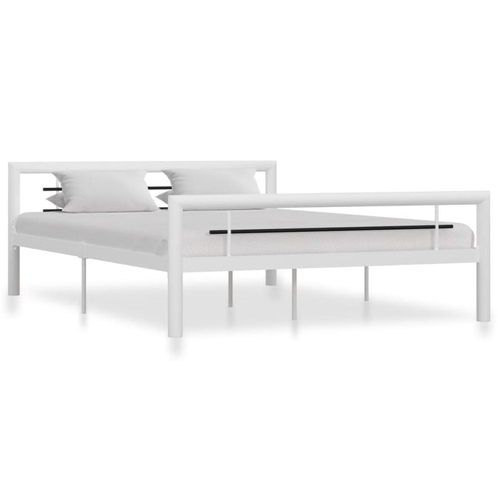 Bed Frame Metal 90x200 cm to 180x200 cm In Black, White & Grey - white and black / 160 x 200 cm
