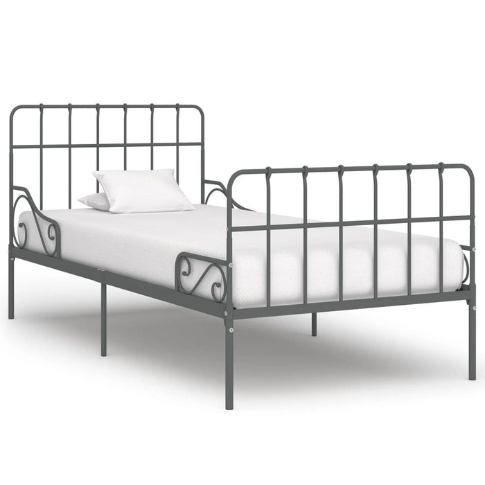 Bed Frame with Slatted Base Black White Grey & Pink Metal 90x200 cm to 200x200 cm - grey / 90 x 200 cm