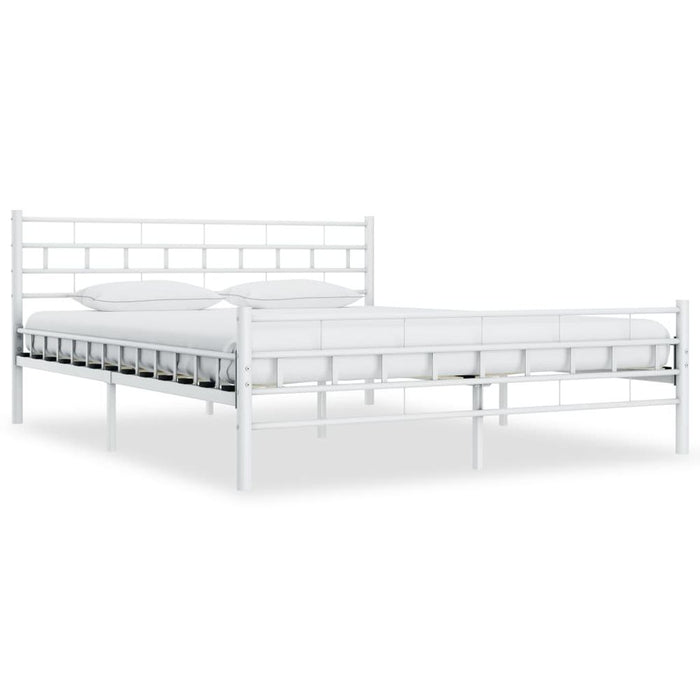 Bed Frame Metal 120x200 cm to 200x200cm in Black & White - white / 200 x 200 cm