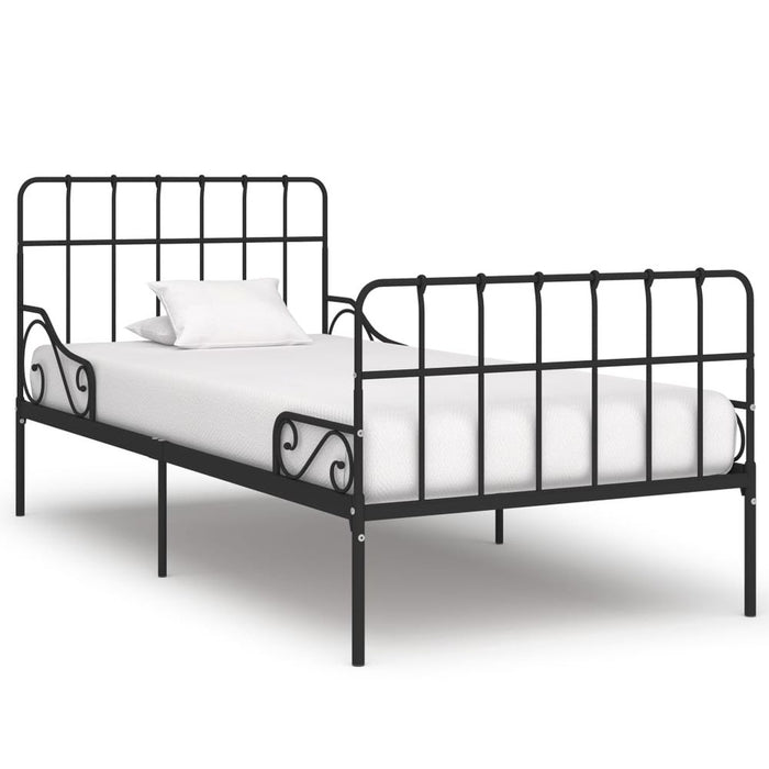 Bed Frame with Slatted Base Black White Grey & Pink Metal 90x200 cm to 200x200 cm - black / 100 x 200 cm