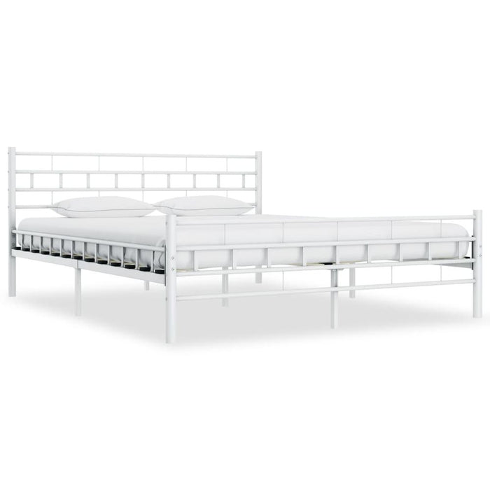 Bed Frame Metal 120x200 cm to 200x200cm in Black & White - white / 180 x 200 cm