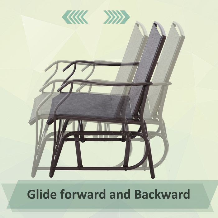Steel Frame Set-of-2 Glider Rocking Chair w/ Table Set Grey -