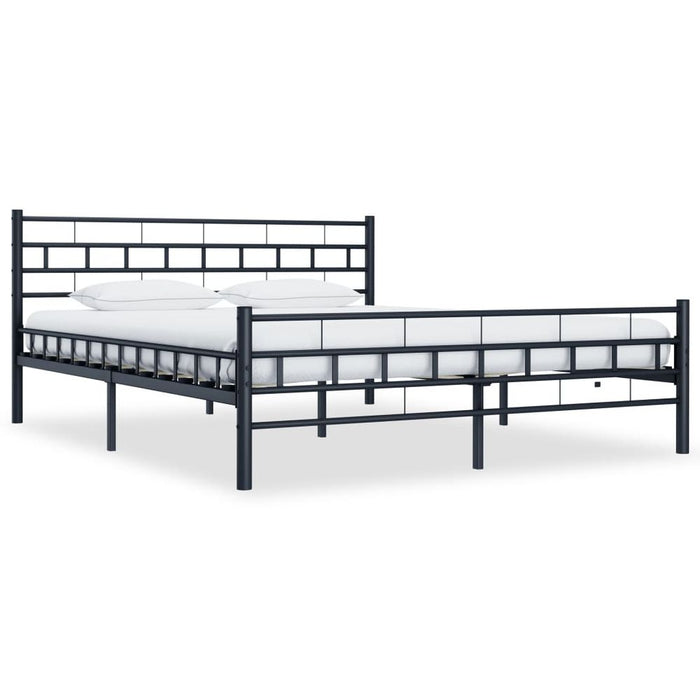 Bed Frame Metal 120x200 cm to 200x200cm in Black & White - black / 200 x 200 cm