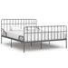 Bed Frame with Slatted Base Black White Grey & Pink Metal 90x200 cm to 200x200 cm - grey / 180 x 200 cm
