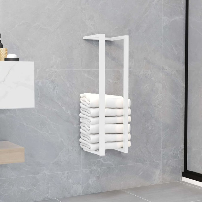 Wall Towel Rack Black & White Iron - white / 12.5 x 12.5 x 60 cm