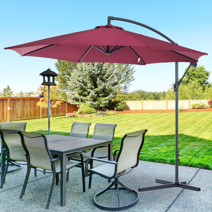 3m Garden Parasol Sun Shade Umbrella - Red Wine / 300cm x 300cm x 260cm