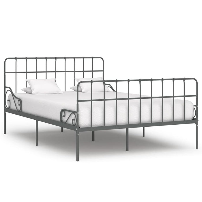 Bed Frame with Slatted Base Black White Grey & Pink Metal 90x200 cm to 200x200 cm - grey / 120 x 200 cm