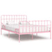 Bed Frame with Slatted Base Black White Grey & Pink Metal 90x200 cm to 200x200 cm - pink / 120 x 200 cm