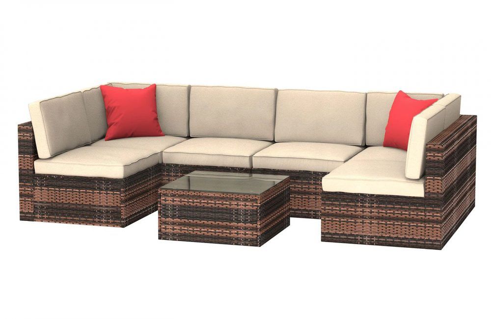 6 Seat Rattan Modular Sofa With Table -