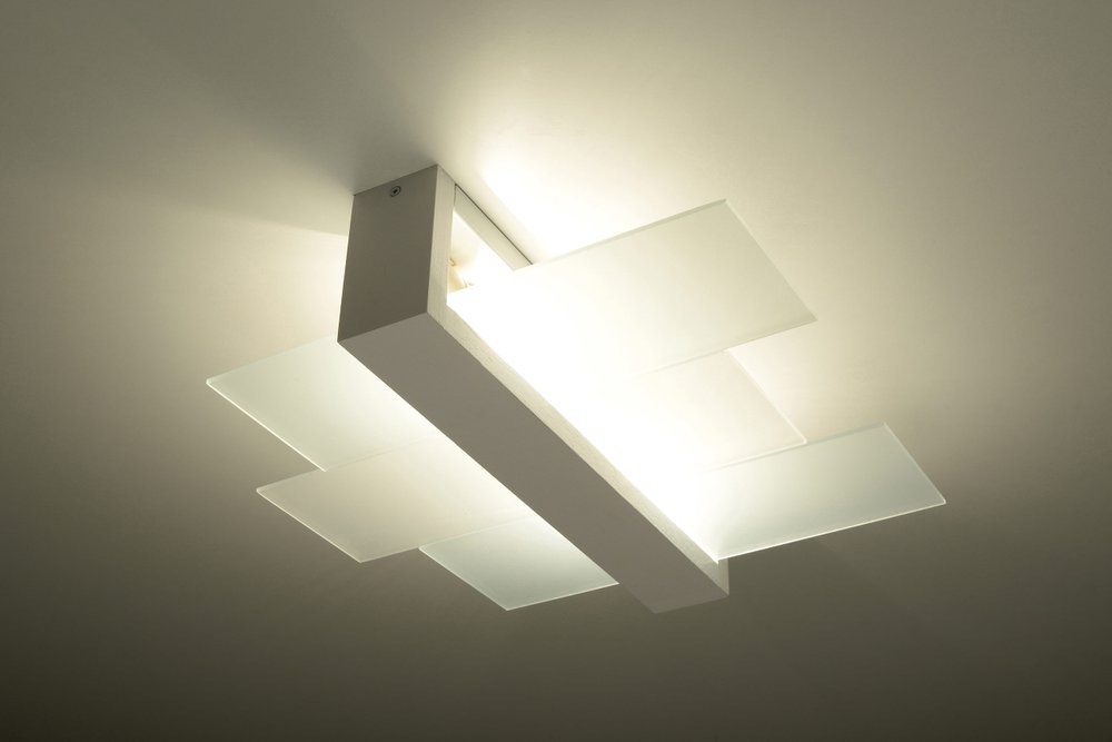 Ceiling Lamp FENIKS 2 White Wood/Glass Modern Lamp Loft Design E27 -