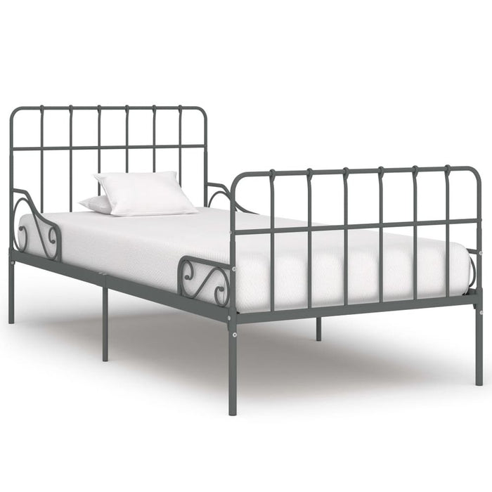Bed Frame with Slatted Base Black White Grey & Pink Metal 90x200 cm to 200x200 cm - grey / 100 x 200 cm