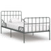 Bed Frame with Slatted Base Black White Grey & Pink Metal 90x200 cm to 200x200 cm - grey / 100 x 200 cm