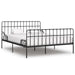 Bed Frame with Slatted Base Black White Grey & Pink Metal 90x200 cm to 200x200 cm - black / 180 x 200 cm
