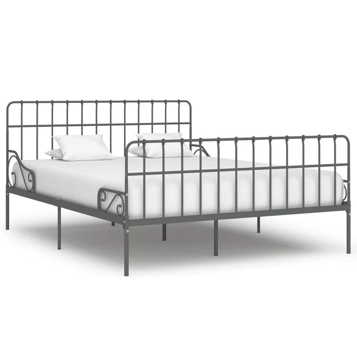 Bed Frame with Slatted Base Black White Grey & Pink Metal 90x200 cm to 200x200 cm - grey / 200 x 200 cm