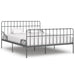 Bed Frame with Slatted Base Black White Grey & Pink Metal 90x200 cm to 200x200 cm - grey / 200 x 200 cm