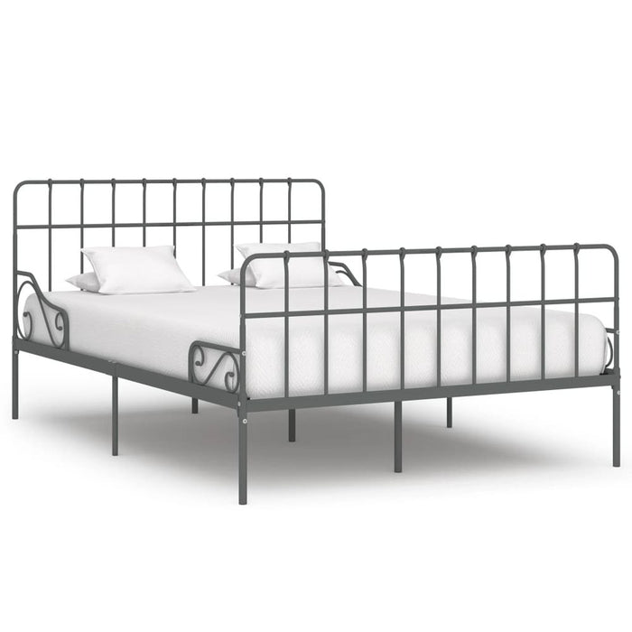 Bed Frame with Slatted Base Black White Grey & Pink Metal 90x200 cm to 200x200 cm - grey / 140 x 200 cm