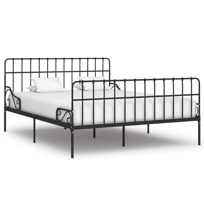 Bed Frame with Slatted Base Black White Grey & Pink Metal 90x200 cm to 200x200 cm - black / 200 x 200 cm