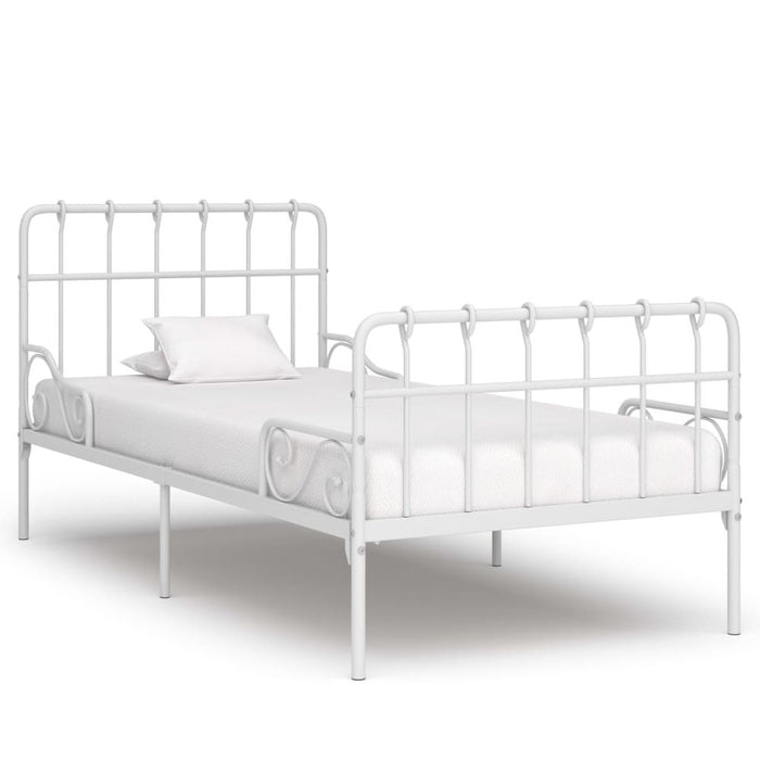 Bed Frame with Slatted Base Black White Grey & Pink Metal 90x200 cm to 200x200 cm - white / 100 x 200 cm